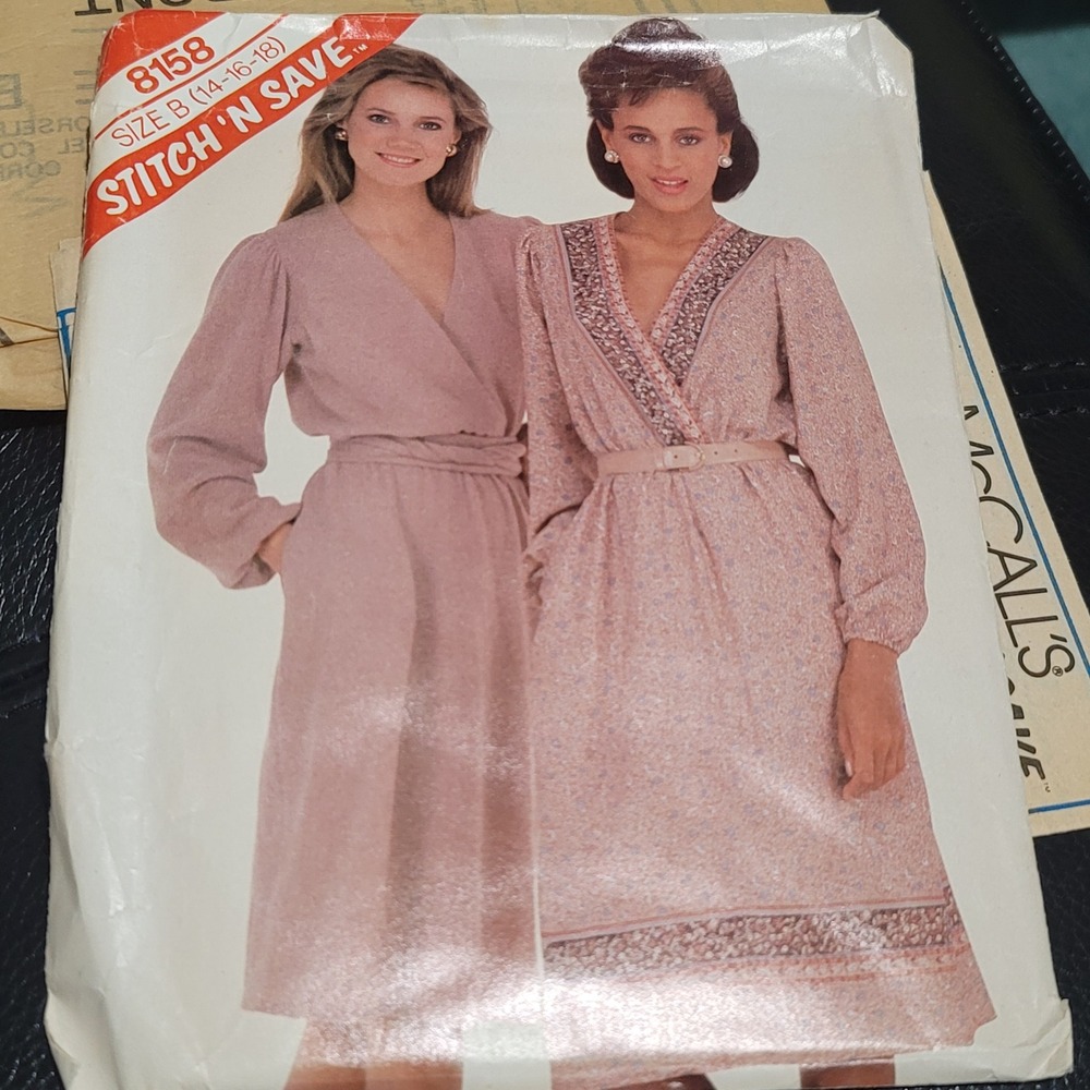 Vintage 1980s McCalls 8158 Stitch N Save Dress Sewing Pattern Uncut Size 14-18